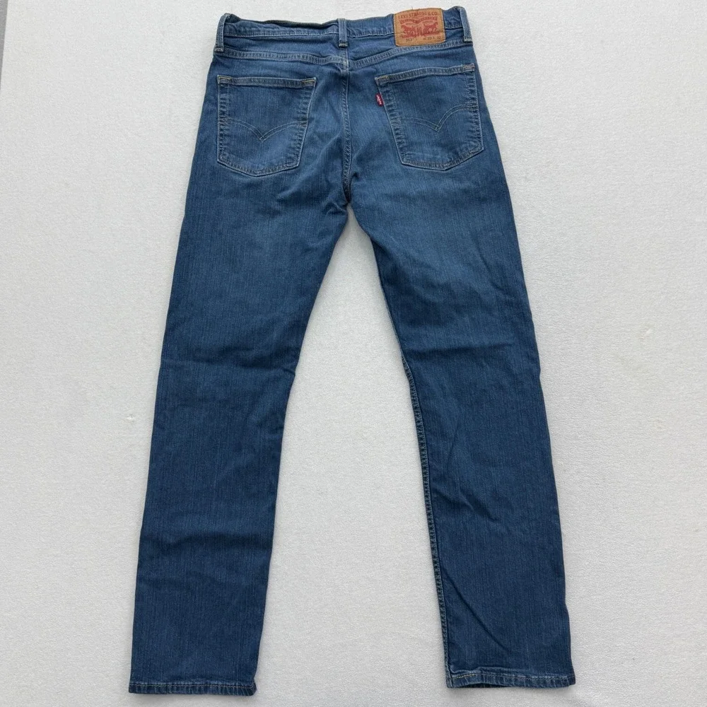 Levis 513 Slim Straight Jeans Mens 32x32 Blue Denim Pants Casual Faded